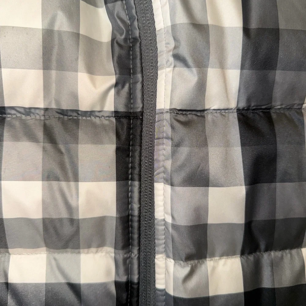 Lands' End Women's Checkered Puffer Vest in Black and Gray